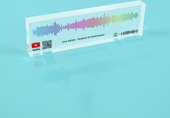 Geluidsgolfkunst Spotify - cadeaus Aangepaste geluidsgolf 3D - afdruk Spotify Youtube - spraakbericht of geluidsclip met foto op premium helder acrylglasblok - Valentijn cadeautje voor Hem - Vaderdag Moederdag cadeautje