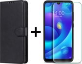 iParadise A12 hoesje bookcase met pasjeshouder zwart wallet portemonnee book case cover - 1x Oppo A12 screenprotector