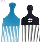 Donegal Hair Comb with Afro Haarkam Set - Afro Kam Voor Krullend Haar - 2 Stuk