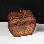 1920's Vintage stijl kist - Appelvorm - Bloem Motief - 12 x 11 x 16cm