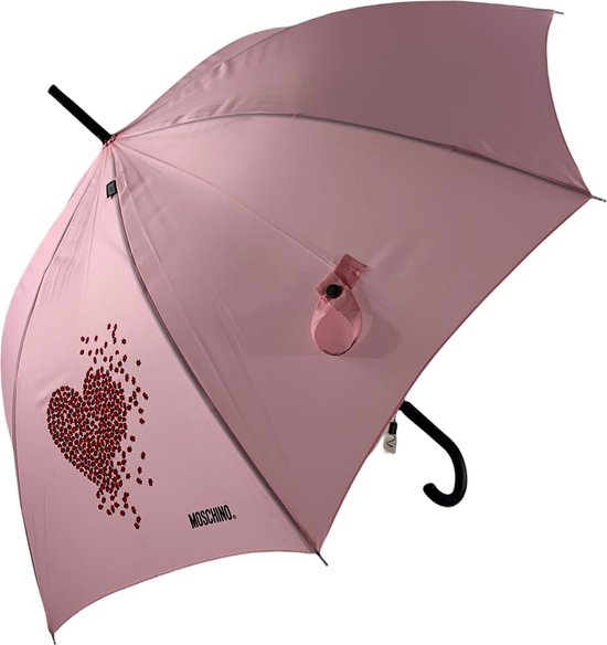 Moschino paraplu lang roze kleur lieveheersbeestjes