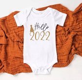 Little koekies - romper hello 2022 - Zwangerschapsaankondiging - boy or girl - bekendmaking -rompertje met tekst - opa en oma - 0-3 maanden - 100% katoen - aanstaande ouders