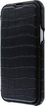 iPhone 13 Pro Max Bookcase hoesje - Graffi - Croco Zwart (Croco) - Leer
