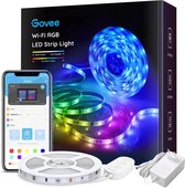 Govee Wifi-ledstrip, 5 m, smart RGB, app-bediening, kleurverandering, muzieksynchronisatie, werkt met Alexa en Google Assistant