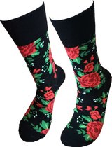 Verjaardag cadeau - Grappige sokken - Rode rozen sokken - Bloem Sokken - Rozen sokken - Leuke sokken - Vrolijke sokken - Luckyday Socks - Bloemen Cadeau sokken - Socks waar je Happ