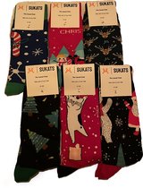 Sukats® The Casual Ones | 9 Paar | Maat 38-44 | One-Size | Unisex | Kerstsokken | Kerstmix | Happy Fun Colorful Socks | Vrolijke Sokken