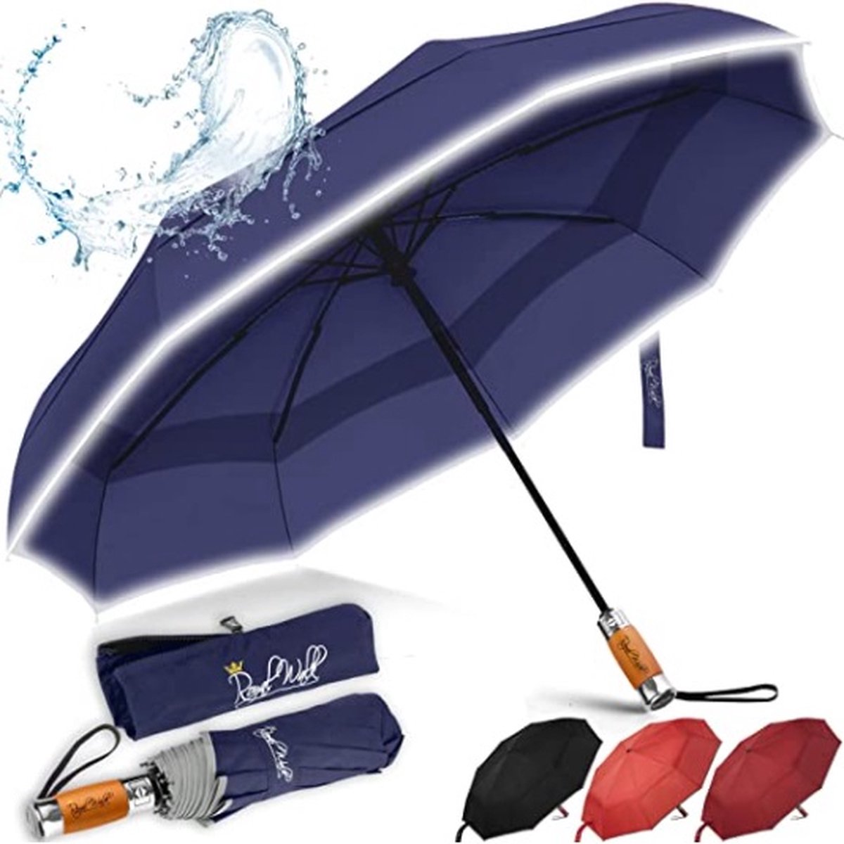 paraplu, stormvast, op- en winddicht, dubbele klein,... | bol.com
