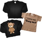 Jas kind-kledingset baby-kind-jogging shirt-beer I love you beary much-Maat 56