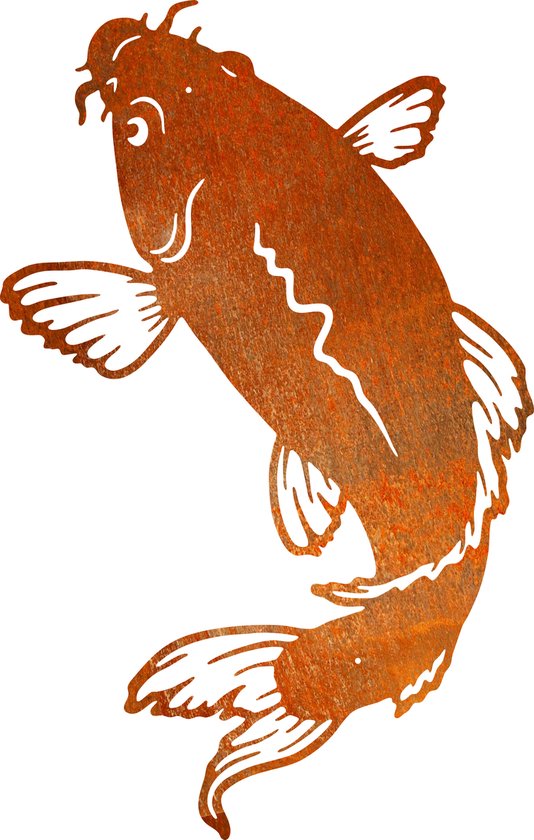 Ferdec - Silhouette de carpe koï en acier corten - statue animalière - n°4