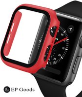 EP Goods - Full Cover Tempered Glass Screen Protector Cover/Hoesje Voor Apple Watch Series 1,2 en 3 42mm - Hard - Protection - Rood