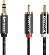 kwmobile 3.5mm naar Cinch Y Audio Kabel - 1x 3.5mm Jack 2x RCA Plug Jack - Audio Jack Kabel Splitter - Dubbele Jack Adapter - 5m