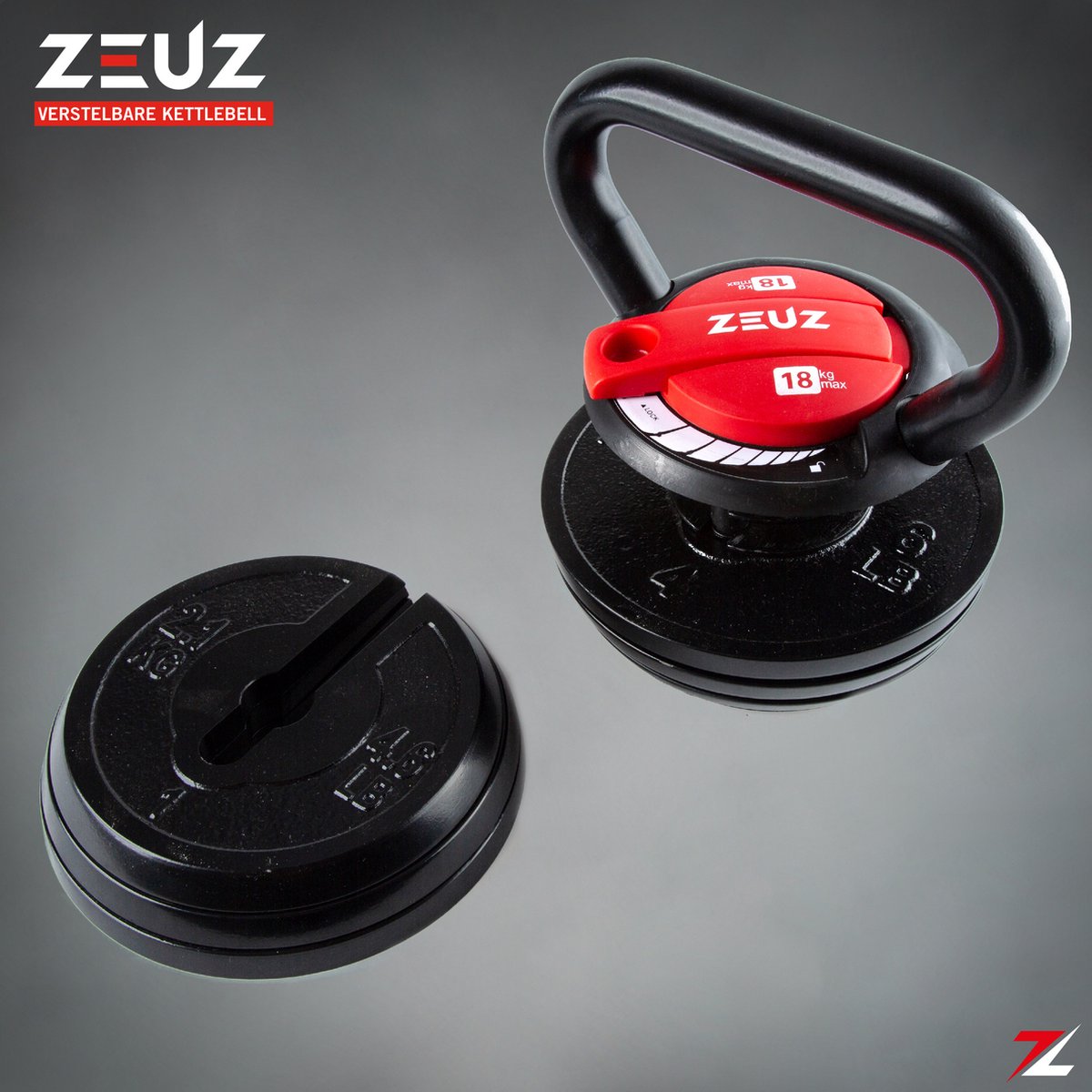 FOCUS FITNESS Kettlebell | 3 t/m 18 kg - Verstelbaar Kettlebell