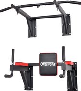 OneTwoFit® Pull Up Bar - Pull Up Bar Wandmontage - Optrek- en Dip Station - 2-in-1 Fitness Station - Optrekstang - krachtstation - Homegym - Dips en Push Ups -  Max. 150 kg