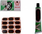 Red Sun best repair set Banden plak setje solutielijm lijm en 12 Xtra grote plakker van 7 x 4,5cm
