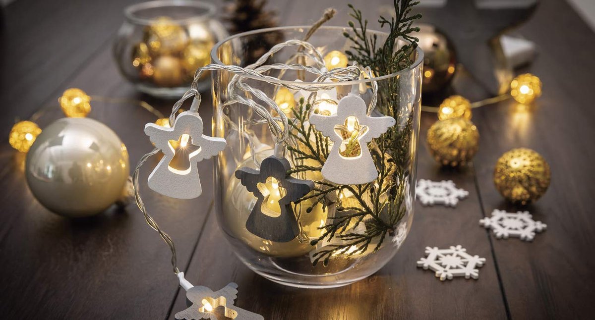 Lumières de Noël à LED-Lumières de Noël à LED-Éclairage intérieur avec étoile en métal-Minuterie-Fonctionnement à piles -Éclairage pour Noël Pâques-Thanksgiving party -Carnaval -Décoration de mariage (blanc chaud)