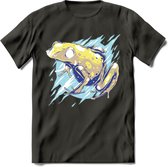 Dieren T-Shirt | kikker retro kleding Kado Heren / Dames | Perfect wildlife Cadeau shirt - Donker Grijs - S