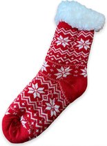 Super zachte sokken | Rood | Sneeuwvlokken | Antislip | Maat 35 t/m 38 | 1 paar | Fluffy sokken | Huissokken | Dikke Sokken | Winter | Fleece | Slofsokken | Bedsokken | Gevoerde So