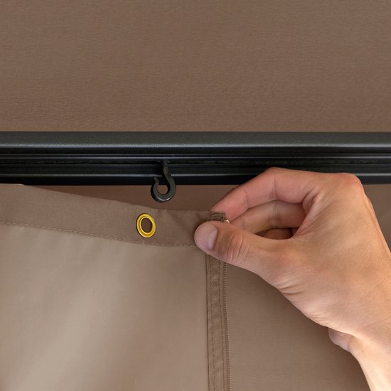 Tuinpaviljoen 3x4 m aluminium premium ca. 220 g/m² dakzeil waterdicht paviljoen 4 zijwanden taupe tuintent ca. 9x9 cm profiel