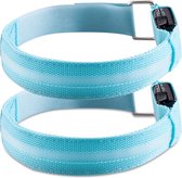 kwmobile 2x Led lichtarmband - Oplaadbaar met micro-USB-kabel - Lichtband voor joggen - Knipperlichtarmband in blauw
