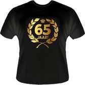 Funny zwart shirt. Gouden Krans T-Shirt - 65 jaar - Maat S