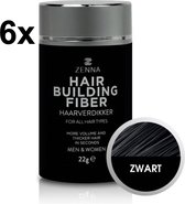 Zenna Hair Fibers Haarpoeder Haarverdikker - Zwart - 6 x 22 gram -  Voordeelverpakking