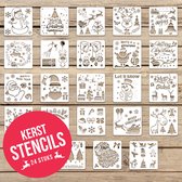 Kerst Stencils voor creatievelingen | Kerst | 24 stuks | 13x13cm | PET plastic | Herbuikbaar | Eenvoudig schoon te maken