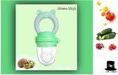 Bob Online ™ - Groen Baby Fruitspeen en Bijtring in- een met Medium Speen - Fruitzuiger – Groen Fruit Fopspeen voorkomt verstikking - Kinderbestek - Babyvoeding - Fruitspeen - Baby
