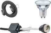 LED Spot Set - GU10 Fitting - Inbouw Rond - Mat Zwart - Kantelbaar Ø83mm - Philips - MASTER 927 36D VLE - 4.9W - Warm Wit 2200K-2700K - DimTone Dimbaar