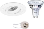 LED Spot Set - Proma Alpin Pro - GU10 Fitting - Inbouw Rond - Mat Wit - Kantelbaar Ø92mm - Philips - SceneSwitch 827 36D - 1.5W-5W - Warm Wit 2200K-2700K - Dimbaar