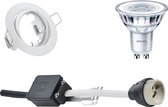 LED Spot Set - GU10 Fitting - Inbouw Rond - Mat Wit - Kantelbaar Ø83mm - Philips - CorePro 827 36D - 5W - Warm Wit 2700K - Dimbaar