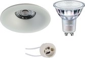 LED Spot Set - Luxino Nora Pro - GU10 Fitting - Inbouw Rond - Mat Wit - Ø82mm - Philips - MASTER 927 36D VLE - 3.7W - Warm Wit 2200K-2700K - DimTone Dimbaar