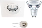 LED Spot Set - Prima Rodos Pro - GU10 Fitting - Inbouw Vierkant - Mat Wit - 93mm - Philips - CorePro 827 36D - 4.6W - Warm Wit 2700K