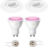 Luxino Domy Pro - Inbouw Rond - Mat Wit - Verdiept - Kantelbaar - Ø105mm - Philips Hue - LED Spot Set GU10 - White and Color Ambiance - Bluetooth
