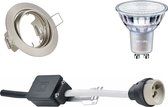 LED Spot Set - GU10 Fitting - Inbouw Rond - Mat Nikkel - Kantelbaar Ø83mm - Philips - MASTER 927 36D VLE - 4.9W - Warm Wit 2200K-2700K - DimTone Dimbaar - BES LED