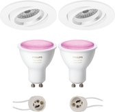 Primux Aerony Pro - Inbouw Rond - Mat Wit - Kantelbaar - Ø82mm - Philips Hue - LED Spot Set GU10 - White and Color Ambiance - Bluetooth