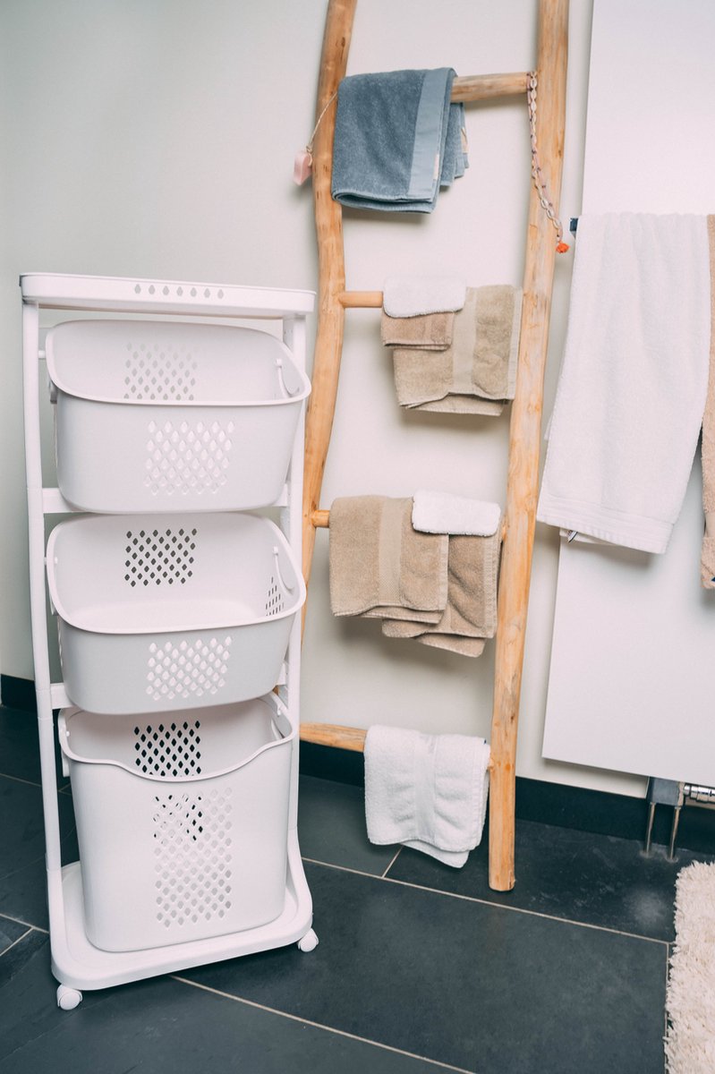 Sens Design Wassorteerder – Wasmand met 3 vakken - op wieltjes | bol