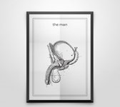 The man zwart wit poster de man | line art anatomie | wanddecoratie toilet | 21 x 30 cm