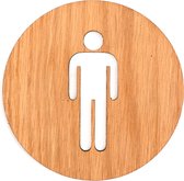 Houten Pictogram Deurbordje / Toiletbordje / Infobord - 9cm - Zelfklevend - type Eiken (Man
