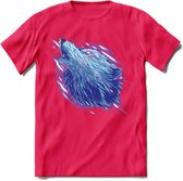 Dieren T-Shirt | wolf retro kleding Kado Heren / Dames | Perfect wildlife Cadeau shirt - Roze - XXL
