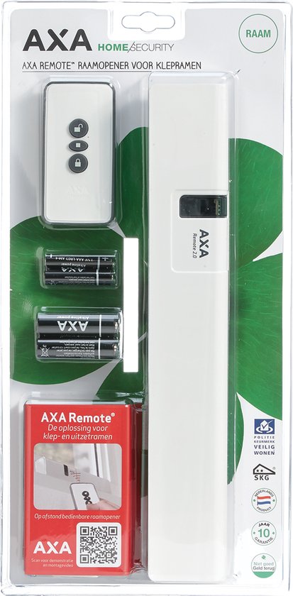 AXA Raamopener (Remote 2.0) Wit: met afstandsbediening, voor klepraam of bovenlicht. SKG**