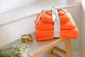 Maison Ismenia-Luxe-Handdoekenset-Biologisch-100% Katoen-Felle kleur-Oranje-set van 4-Superzacht-Snel absorberend-Cadeau