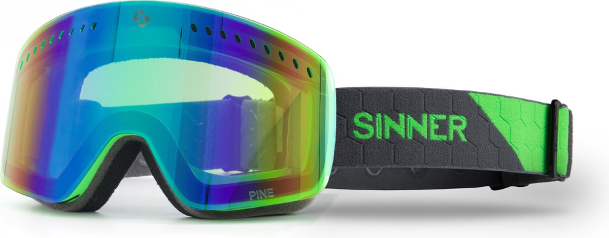 SINNER Pine Skibril - Groen frame + Groene spiegellens - One size
