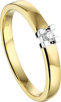 The Jewelry Collection Ring - Diamant 0.05 Ct. - Maat 57 - Bicolor Goud (14 Krt.)