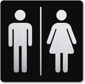 Pictogram toiletten - pictogrammen - zwart -  toilet - Man Vrouw -  deurbordje - 10 x 10 cm - zelfklevend - vierkant