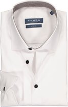 Ledub overhemd modern fit overhemd - stretch - wit (bruin contrast) - Strijkvriendelijk - Boordmaat: 46