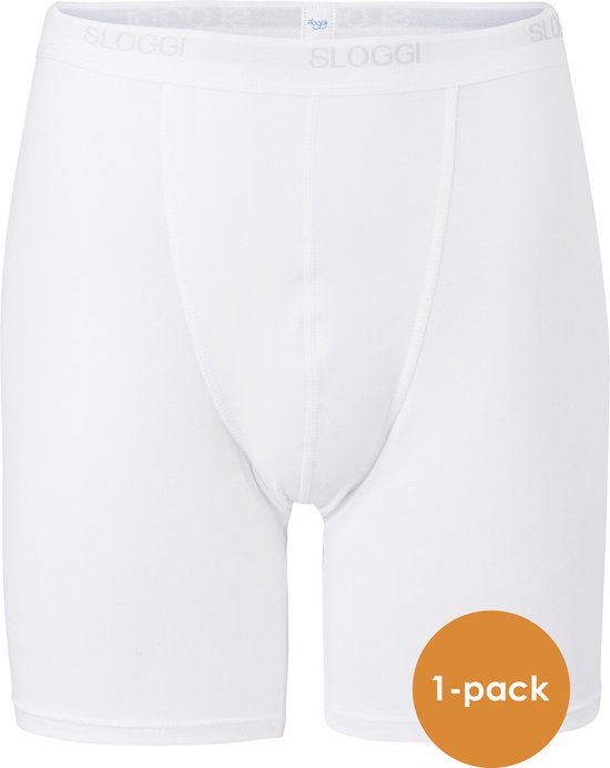 Witte Sloggi boxershort lange pijp met oranje cirkel '1-pack'.
