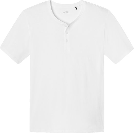 T-shirt SCHIESSER Mix+ Relax - col rond à manches courtes avec boutons - blanc - Taille: 3XL