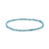 CO88 Collection 8CB-90920 Bracelet Acier - Femme - Perles - 17.8 cm - Acier - Turquoise - 2.3 mm - Doré