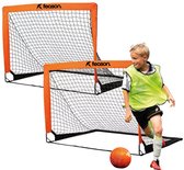 Voetbaldoel Opvouwbaar Voetbalgoal Voor in de Achtertuin / Gras - Voetbal - Goal - Voetbaldoeltjes Set Van 2 - Zwart en Oranje - Feason®