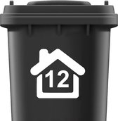 Kliko sticker huis met nummer - Container sticker - Cijfer sticker - Huisnummer - Wit - 20cm x 20cm